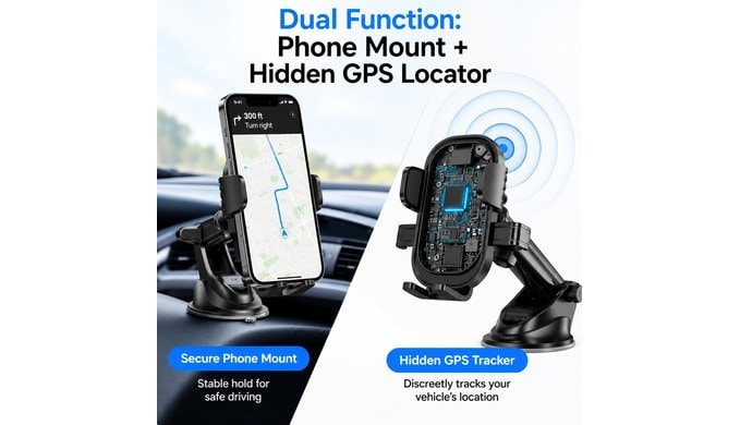 Car Phone Mount with Built-in GPS Tracker—Subscription-Free car Tracker with no Monthly fees and no SIM Card Required, Suitable for Discreet car Tracking. thumbnail 3