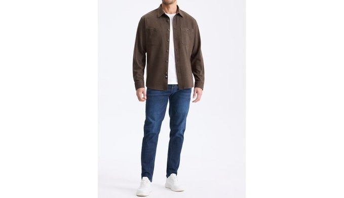 Comdecevis Men's Casual Button Down Brushed Twill Shirt Jacket thumbnail 5