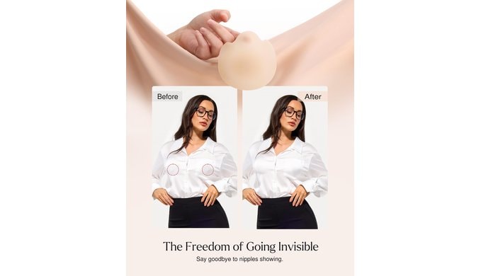 Popilush Nipple Covers - Silicone Reusable Sticky Bra, Cute Cat Paw Shape Seamless Adhesive Bras with Ultra-Thin Edge thumbnail 4