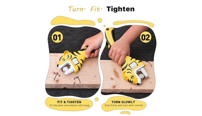 Kids Adjustable Wrench, Tiger-Shaped Real Tool, Ages 3+ thumbnail 3