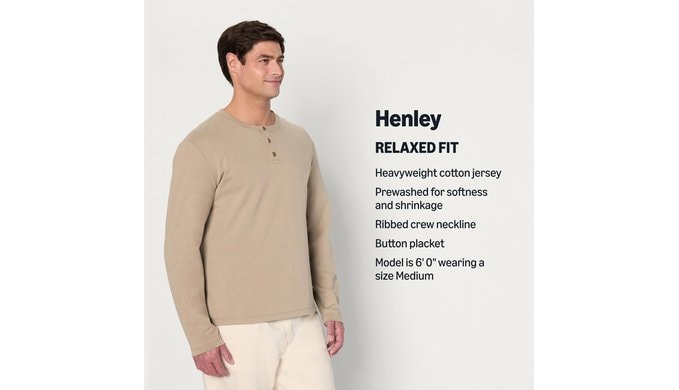 Amazon Essentials Men's Long Sleeve Henley Shirt for Men, Regular-Fit, Cotton, Available in Big & Tall thumbnail 5