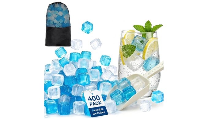 400 Pack Reusable Ice Cubes for Drinks with Ice Scoop