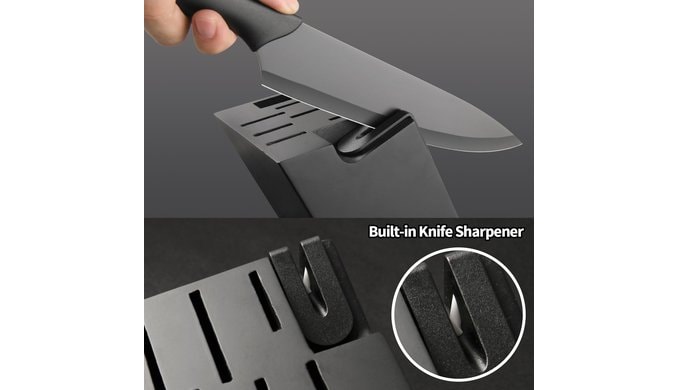 17-Piece Black Kitchen Knife Set with Block thumbnail 5