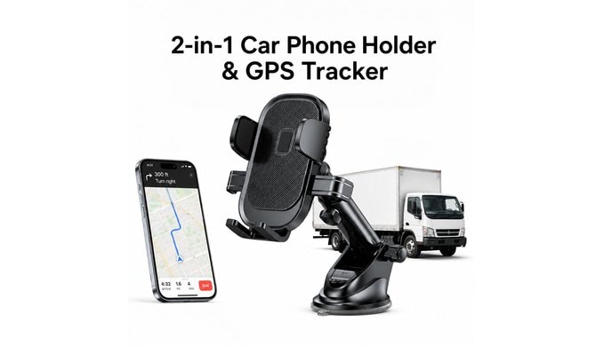 Car Phone Mount with Built-in GPS Tracker—Subscription-Free car Tracker with no Monthly fees and no SIM Card Required, Suitable for Discreet car Tracking. thumbnail 2