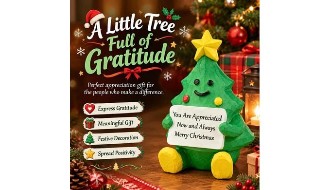 Christmas Thank You Gifts: 3.9" Mini Christmas Tree Figurine with Heartfelt Appreciation Message, Adorable Resin Christmas Decoration Gift for Friends, Family, Boss, Coworkers, Teachers & More thumbnail 4