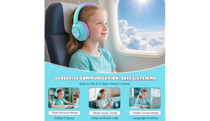 Steellumen Active Noise Cancelling Headphones for Kids Toddler Travel thumbnail 4