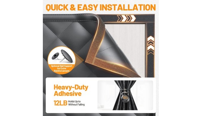 Magnetic Insulated Door Curtain Fits 36"x82" Doors - Thermal Door Cover for Winter with Clear Window, Window Insulation Kit & Doors Draft Stopper to Keep Cold Air Out for Front Doorway Home - Black thumbnail 5