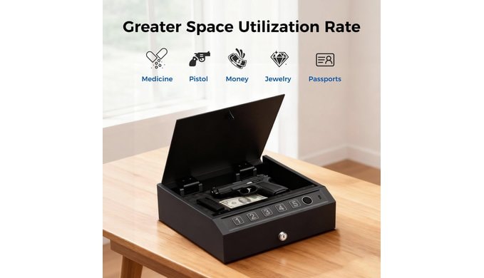 Gun Safe,Biometric Fingerprint Gun Safe for Handgun Pistol Safes thumbnail 2