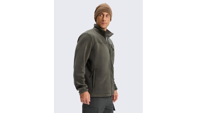 Pudolla Men's Polar Fleece Jacket Full Zip Hiking Coat with Zipper Pockets thumbnail 2