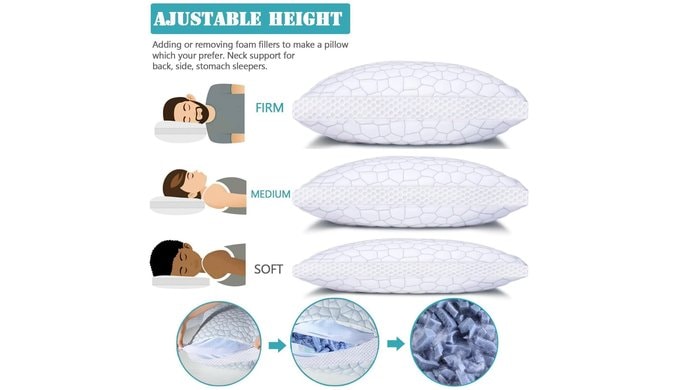 Pillows Queen Size Set of 2, Adjustable Loft, Rayon Derived from Bamboo thumbnail 3