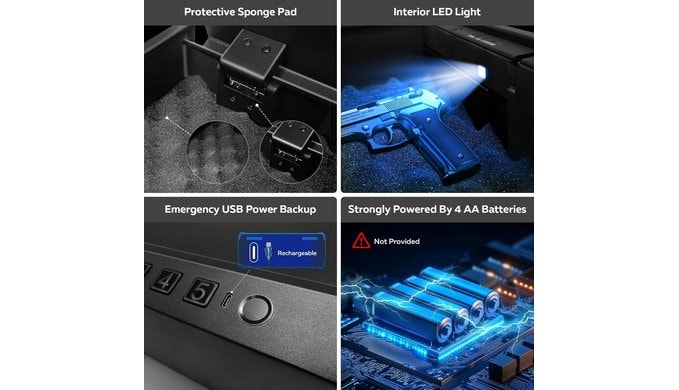 Gun Safe,Biometric Fingerprint Gun Safe for Handgun Pistol Safes thumbnail 4