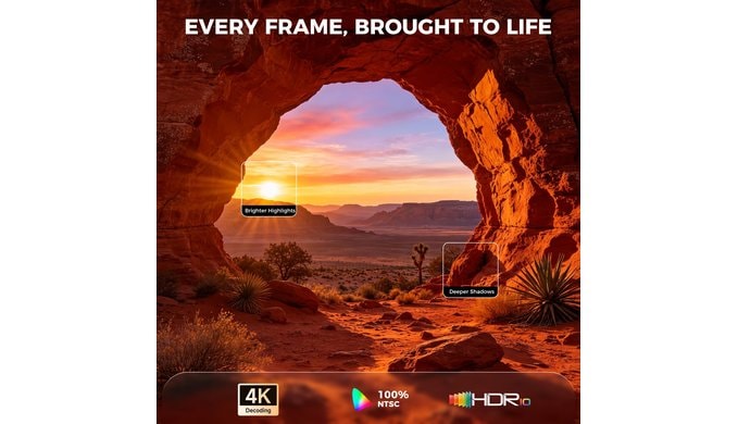 Smart Projector-4K with Wifi Bluetooth, AI Auto Focus Keystone Outdoor Home Theater VIDAA Movie Projector Built-in Apps, 60W Dolby, Airplay, Voice Control, Live TV, Ceiling, Gaming, Camping thumbnail 4