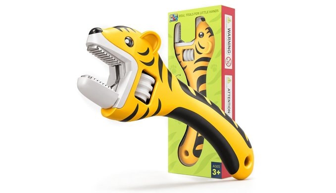 Kids Adjustable Wrench, Tiger-Shaped Real Tool, Ages 3+