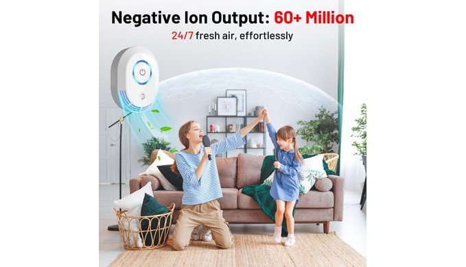 Plug In Air Ionizers For Home(2 Pack), 2 In 1 Ozone Odor Eliminator And Air Ionizers For Dust Mites,60 Million Negative Ions Out Put,Mini Air Cleaner for Dust, Smoke, Pets thumbnail 4