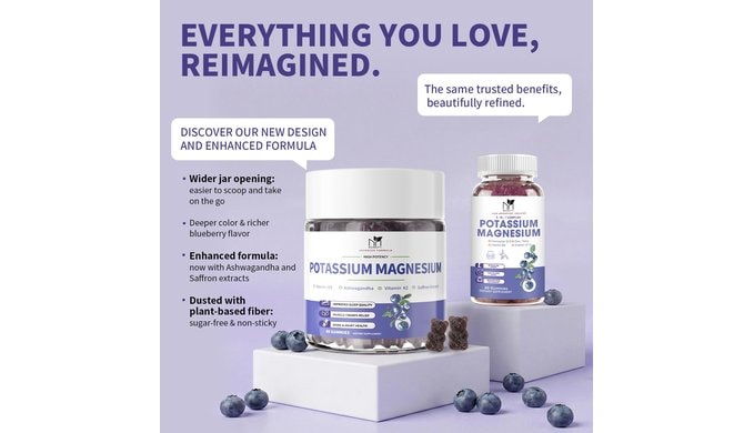 Potassium Magnesium Gummies Magnesium Glycinate 500mg for Sleep 2 Pack thumbnail 2