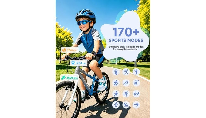 Kids Smartwatch No App Needed Fitness Tracker Flashlight 20 Games Blue thumbnail 2