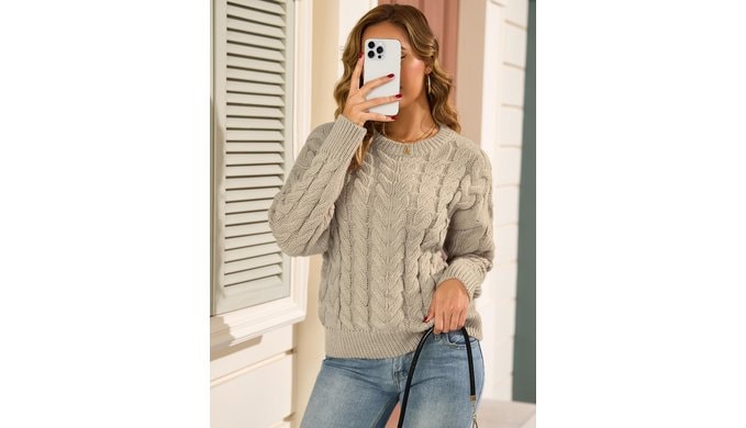 ZAFUL Womens Oversized Sweaters 2025 Cable Knit Chunky Sweater Long Sleeve Crewneck Pullover Loose Outfits thumbnail 2