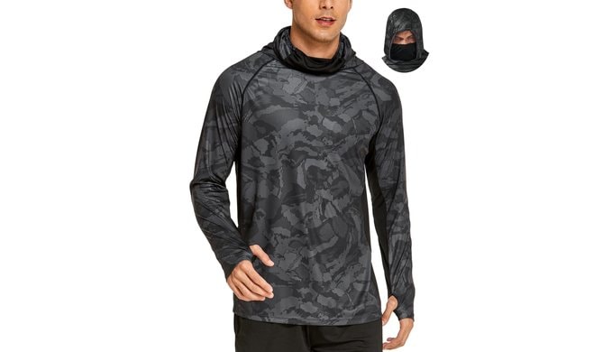 COOrun Men's UPF 50+ Sun Hoodie Long Sleeve Hooded Fishing Shirts with Mask thumbnail 1