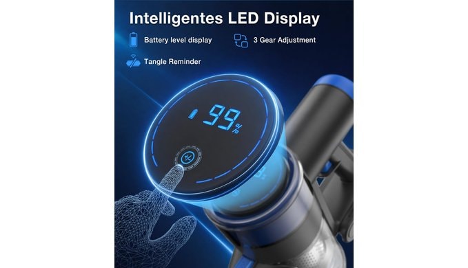 Cordless Vacuum Cleaner, 480W/45Kpa Vacuum Cleaners for Home, Self-Standing Stick Vacuum with LED Display, Anti-Tangle & Wall Mount Charging, 8 in 1 Lightweight Vacuum for Hard Floors Carpet Pet Hair thumbnail 4