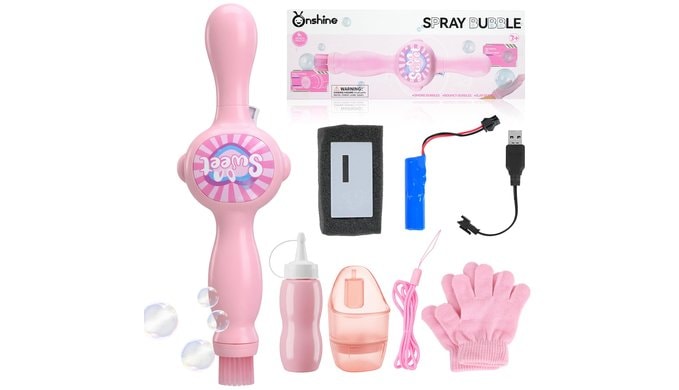 2026 New Fog Bubble Machine, Rechargeable Automatic Electric Smoke Bubble Machine, Magic Smoke Bubble Maker, Colorful Lights & Music, Bubble Fog Game for Parties, Summer, Beaches(Pink)