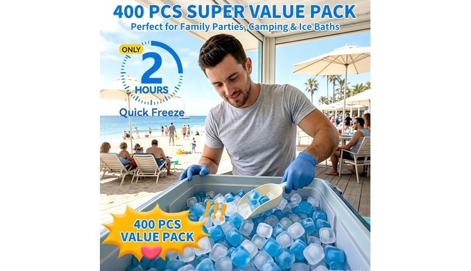 400 Pack Reusable Ice Cubes for Drinks with Ice Scoop thumbnail 5