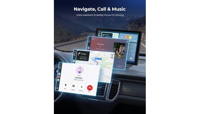 LAMTTO 11'' Portable Carplay Screen with YouTube/TikTok, Backup Camera thumbnail 5
