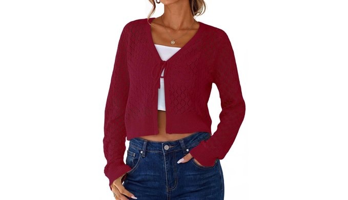 Women’s Crochet Shrugs Cardigans V Neck Light Weight Beach Sweaters