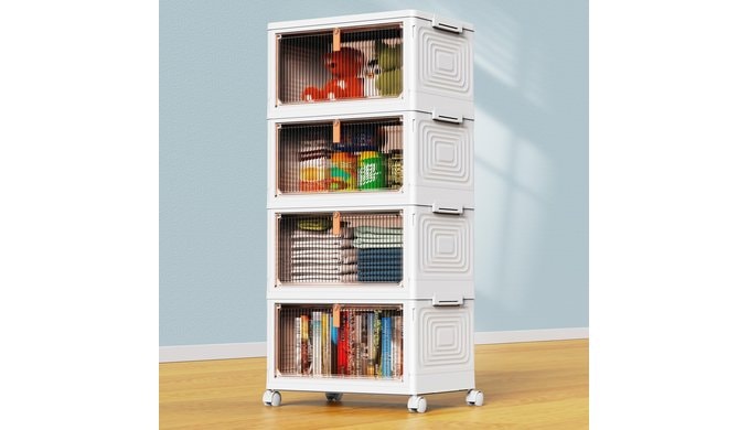Storage Bins with Lid - 4 Tier 23.1qt Plastic Stackable Storage Bin