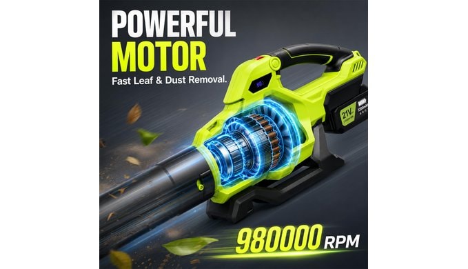 Leaf Blower, Handheld Electric Leaf Blower with 5 Speed Modes, Green thumbnail 4