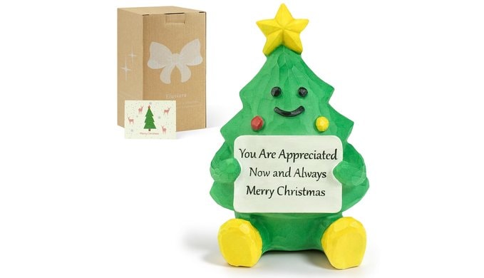 Christmas Thank You Gifts: 3.9" Mini Christmas Tree Figurine with Heartfelt Appreciation Message, Adorable Resin Christmas Decoration Gift for Friends, Family, Boss, Coworkers, Teachers & More