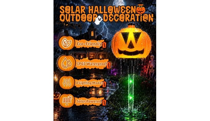 12 Pack Halloween Outdoor Decorations Solar Pathway Stake Pumpkin Lights thumbnail 3