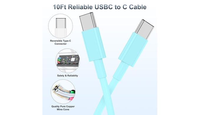 iPhone 18 17 16 15 Fast Charger and 6ft 10ft Type C to C Cable Cord Long, USB C Charging Block for Apple iPhone Duo/18 Pro Max/17 Air/16/15 Plus,iPad 12.9 inch/Mini, Wall Plug Power Adapter Cube Brick thumbnail 3