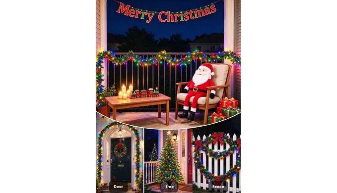 Solar Christmas Lights Outdoor 4 Pack 152FT 400LED String Lights Multicolor thumbnail 5