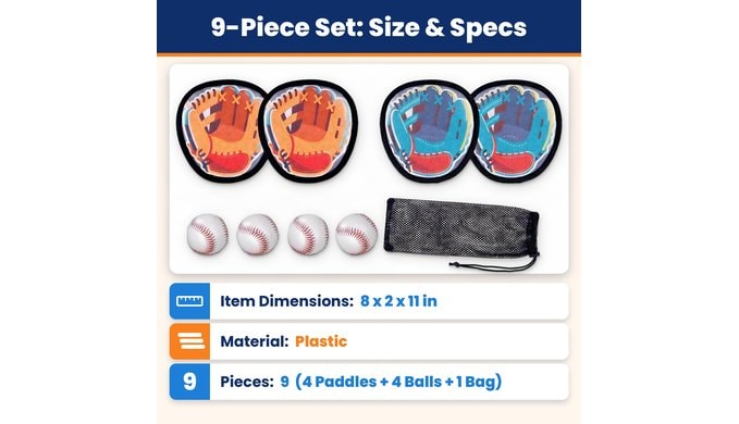 Velcro Ball and Catch Game Outdoor Toys for Kids Ages 3-12+ thumbnail 4
