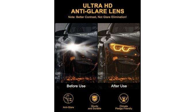 Polarized Night Driving Vision Glasses for Men Women, Yellow Lens thumbnail 4