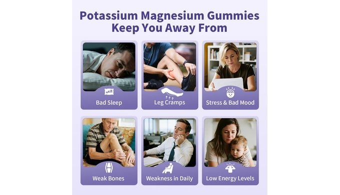 Potassium Magnesium Gummies Magnesium Glycinate 500mg for Sleep 2 Pack thumbnail 4