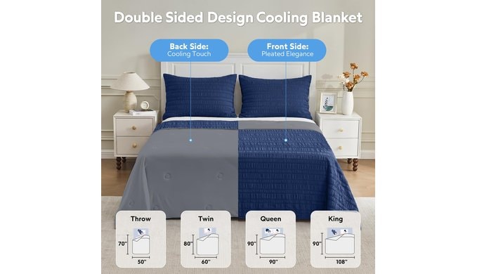 Summer Cooling Blanket for Hot Sleepers - King Size, 90"x108" thumbnail 5