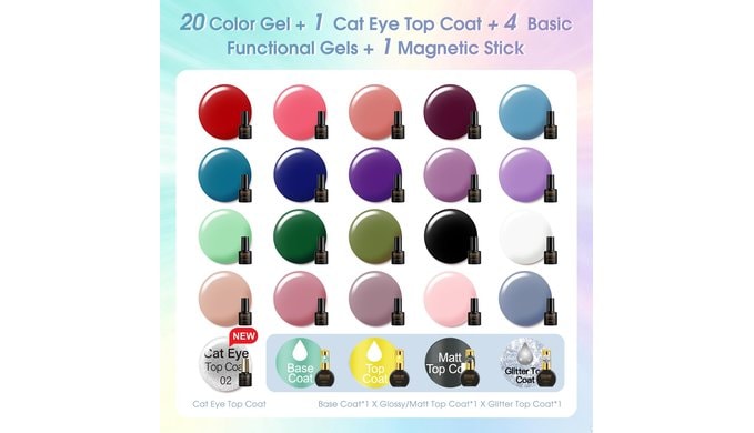 ROSALIND 25pcs All Seasons Colors Gel Nail Polish Set,10mL Base Top Coat thumbnail 2