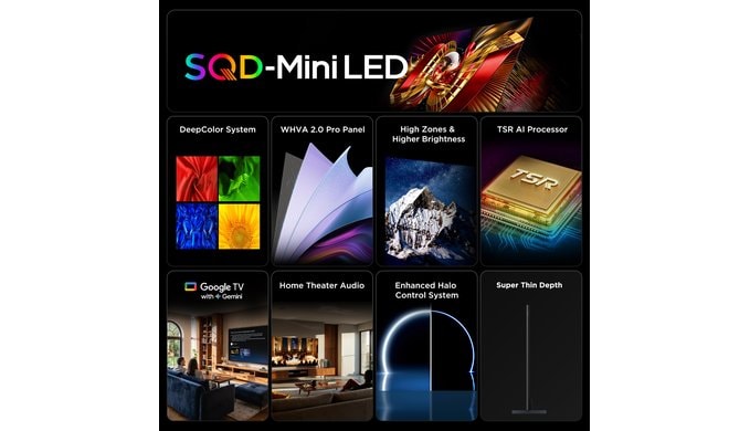 TCL 65 Inch QM8L Series SQD-Mini LED QLED 4K Smart Google TV 65QM8L, 144Hz thumbnail 3