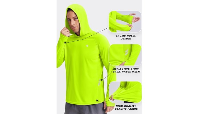 PINSPARK Sun Shirts for Men Long Sleeve UPF 50+ Fishing Hoodie Rash Guard thumbnail 4