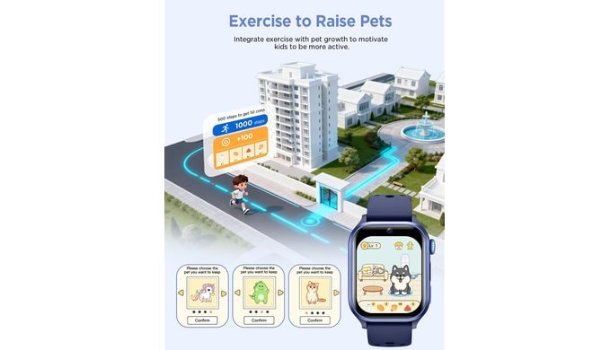 Kids Smartwatch No App Needed Fitness Tracker Flashlight 20 Games Blue thumbnail 3