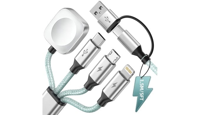 Travel Essentials for iPhone Watch Charger, 4-in-2 Multi Charging Cable 5F