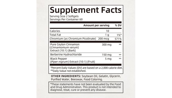 Ceylon Cinnamon Supplement with Berberine & Chromium thumbnail 4