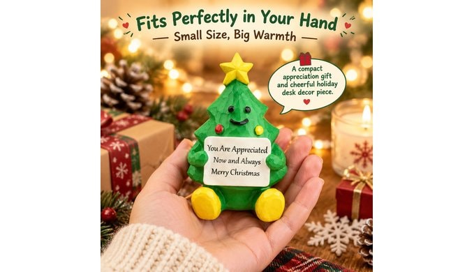 Christmas Thank You Gifts: 3.9" Mini Christmas Tree Figurine with Heartfelt Appreciation Message, Adorable Resin Christmas Decoration Gift for Friends, Family, Boss, Coworkers, Teachers & More thumbnail 5