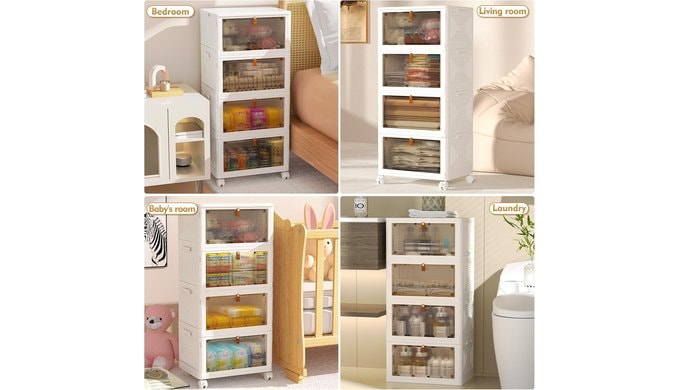 Storage Bins with Lid - 4 Tier 23.1qt Plastic Stackable Storage Bin thumbnail 3
