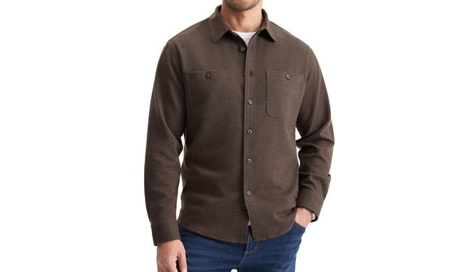Comdecevis Men's Casual Button Down Brushed Twill Shirt Jacket