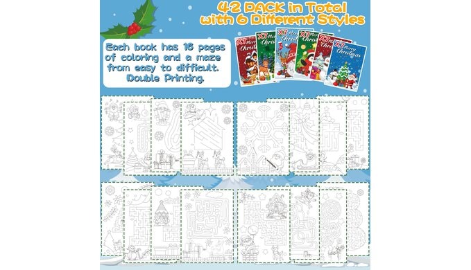 42 Pack Christmas Coloring Books for Kids, Xmas Party Favors Stockings Goodie Bags Stuffer Filler Bulk Gifts Mini Coloring Books for Boys Girls Holiday Party School Classroom Activity Supplies thumbnail 4