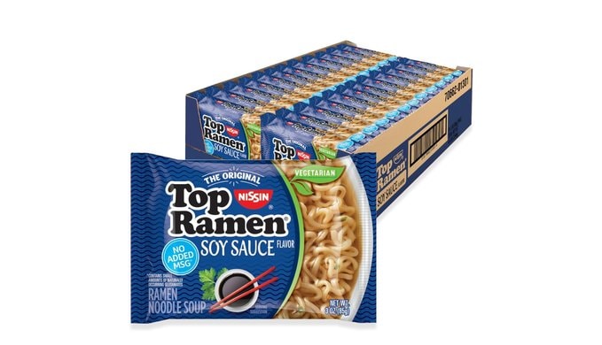 Nissin Top Ramen Noodle Soup, Soy Sauce, 3 Ounce (Pack of 24)