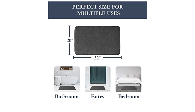  SONORO KATE Bathroom Rug 32×20, Non-Slip Bath Mat