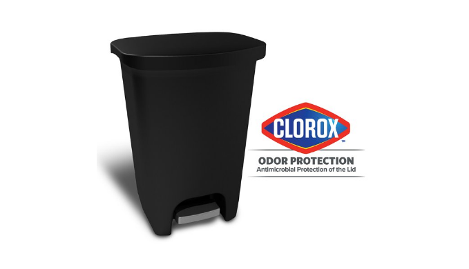 Glad Plastic Step Kitchen Garbage Can, 13 gal, Black, 2 Pack 